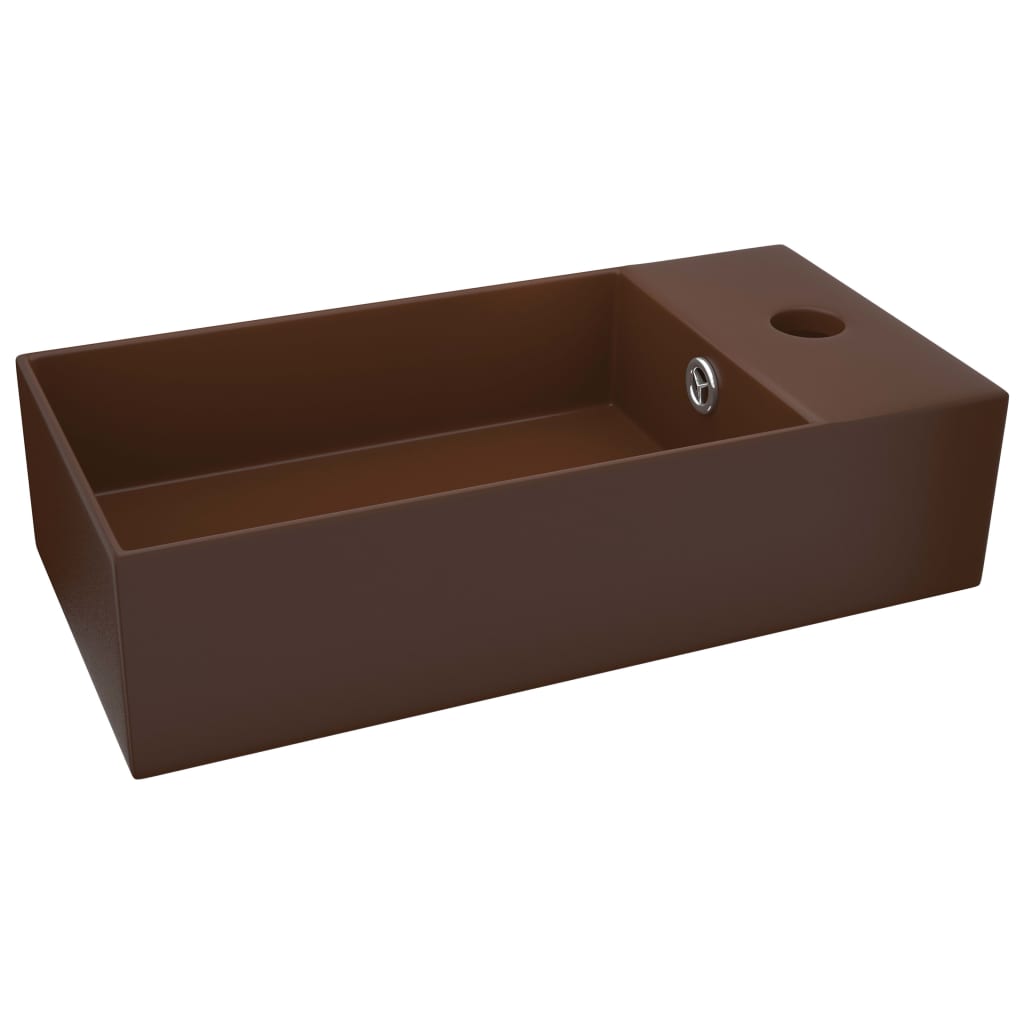 Vidaxl Washbasin con cerámica de aterrizaje marrón oscuro