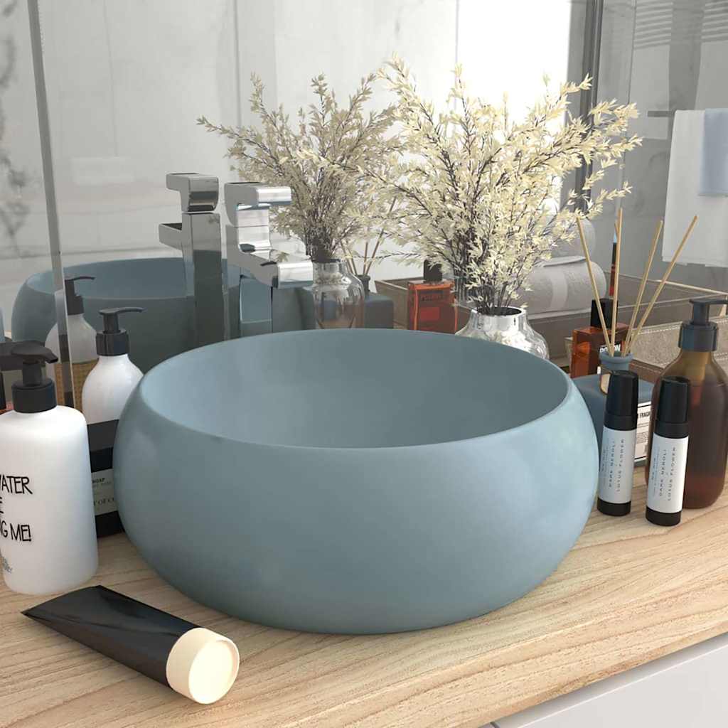 Vidaxl Washbasin Round 40x15 cm Céramique Matt bleu clair