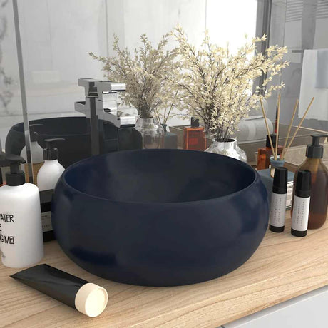Vidaxx lavabo rond 40x15 cm céramique bleu foncé mat