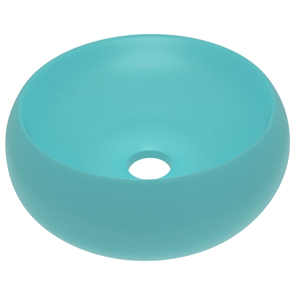 Vidaxl Washbasin krog 40x15 cm keramika matt svetlo zelena