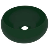 Vidaxl Washbasin Round 40x15 cm Mat de céramique vert foncé