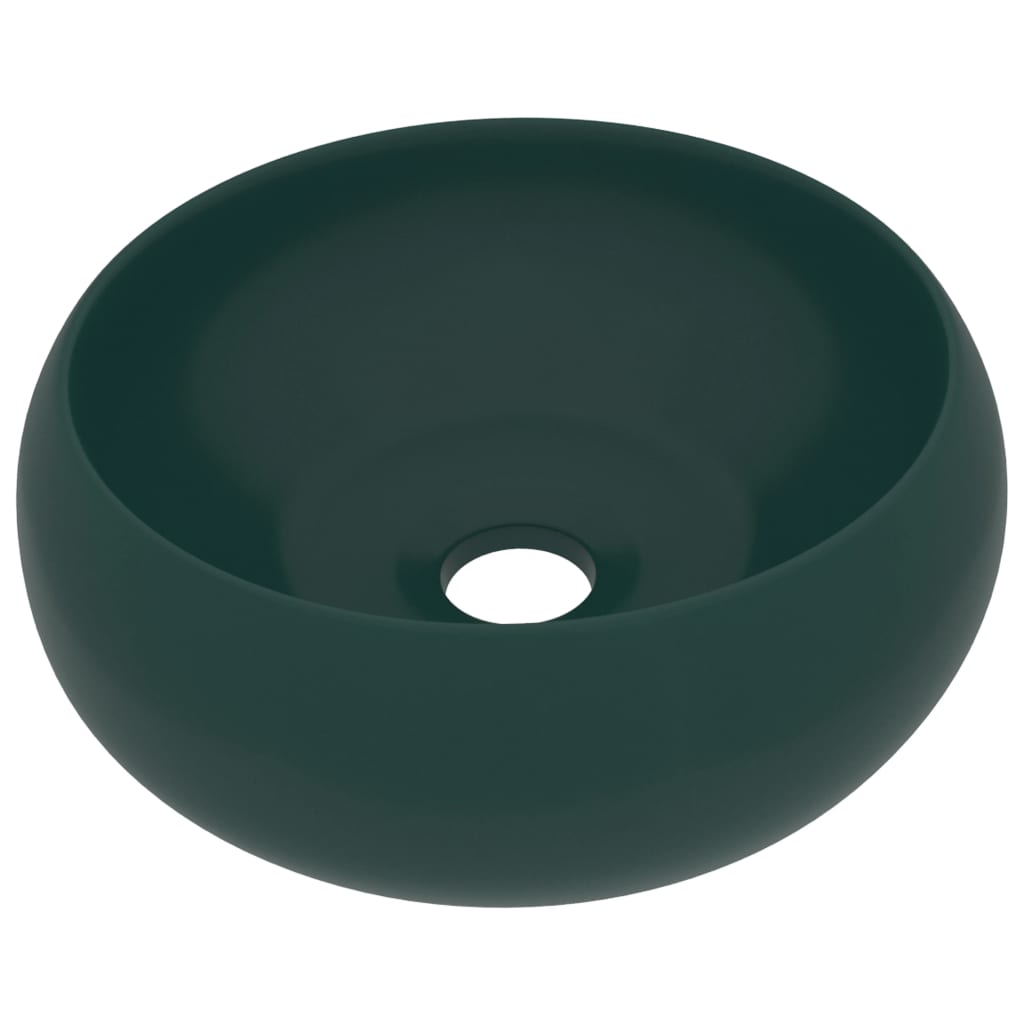 Vidaxl Washbasin Round 40x15 cm tappetino ceramico verde scuro