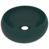 Vidaxl Washbasin Round 40x15 cm Ceramic Mat Dark Green