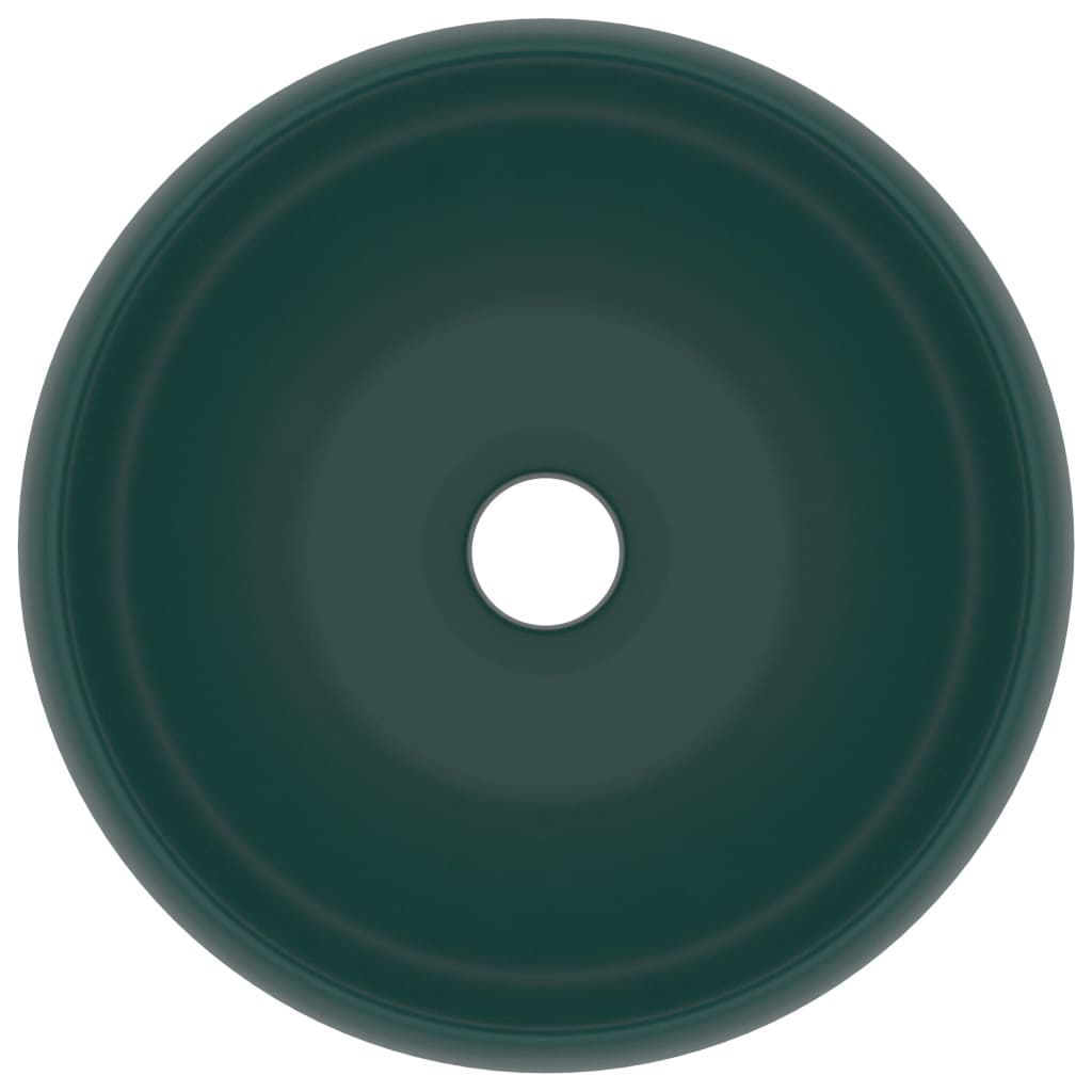 Vidaxl Washbasin Round 40x15 cm Ceramic Mat Dark Green