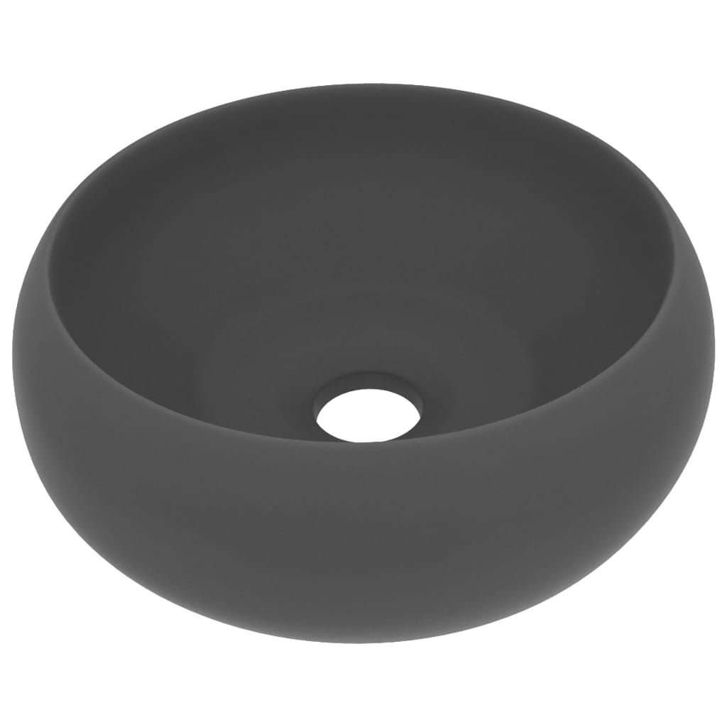 Vidaxl Washbasin Round 40x15 cm Keramisk Mat mørkegrå