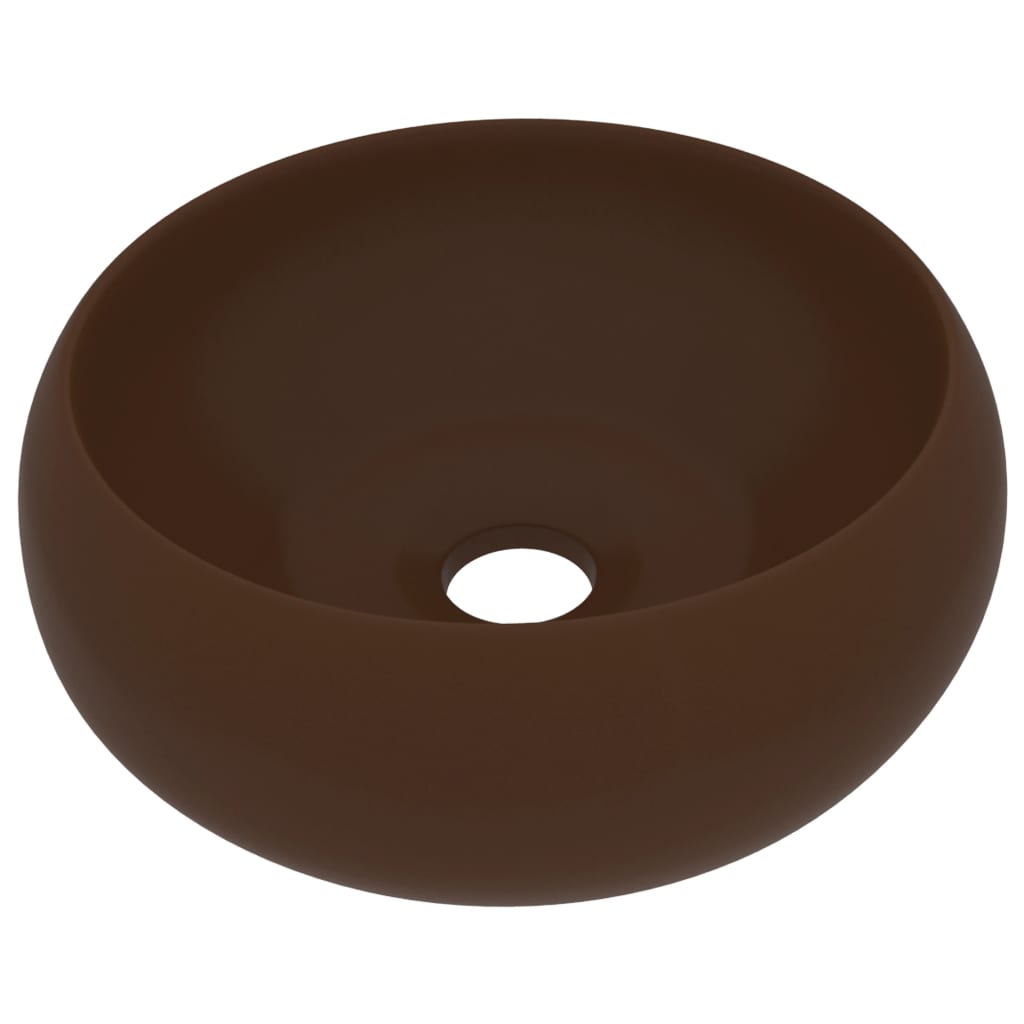 Vidaxl Washbasin Round 40x15 cm Ceramic Matt Brown