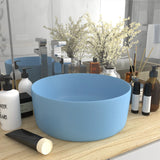 Vidaxl Washbasin Round 40x15 cm Ceramic Matt Blu chiaro