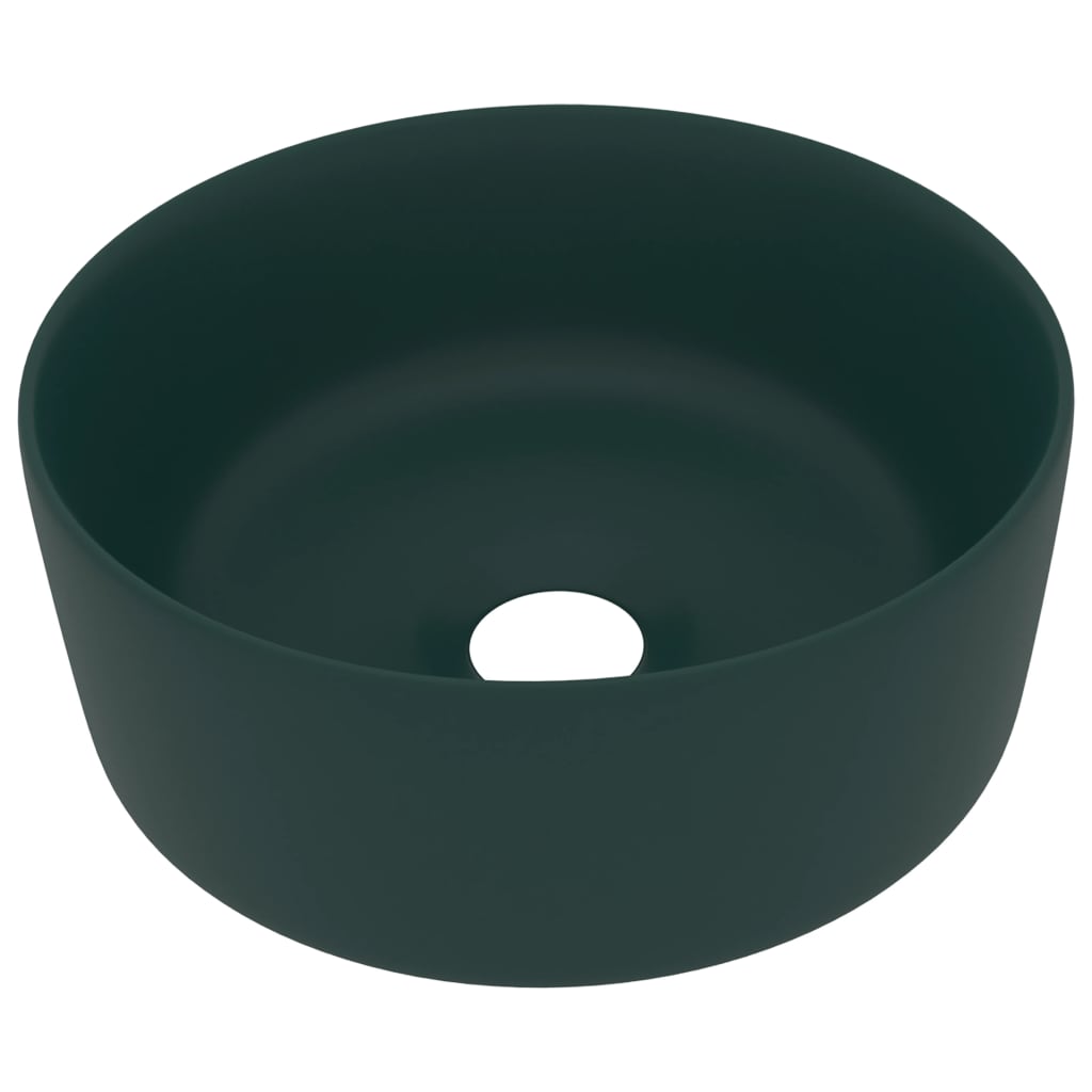 Vidaxl Washbasin Round 40x15 cm keramisk matem mørkegrønn