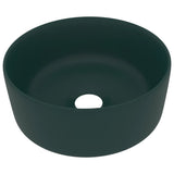 Vidaxl Wash -basin runda 40x15 cm keramisk matta mörkgrön