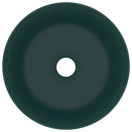 Vidaxl Washbasin Round 40x15 cm Mat de céramique vert foncé