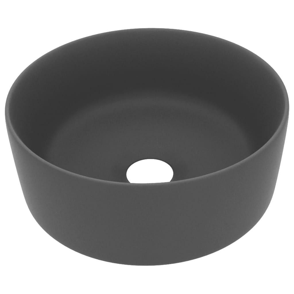 Vidaxl Washbasin Round 40x15 cm keramisk matem mørk grå