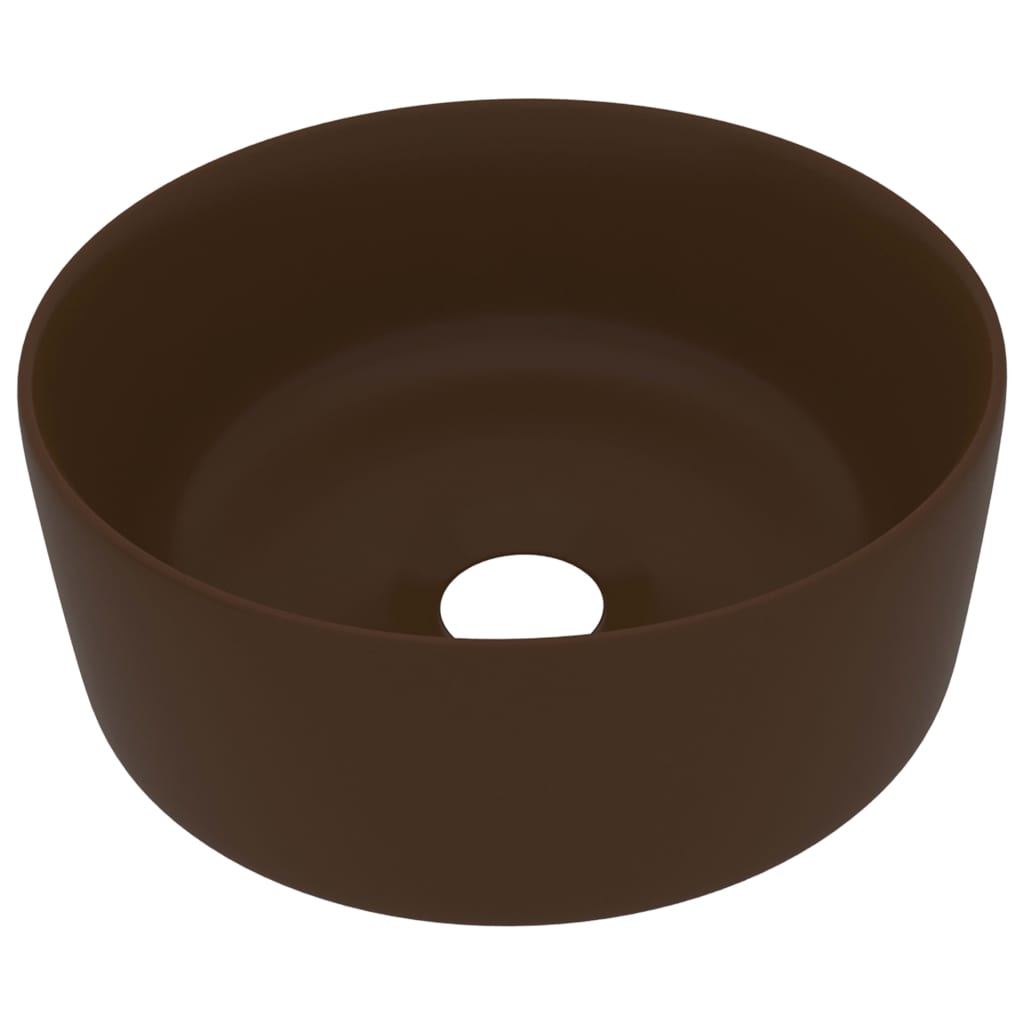 Vidaxl Washbasin Round 40x15 cm Ceramic Matt Brown