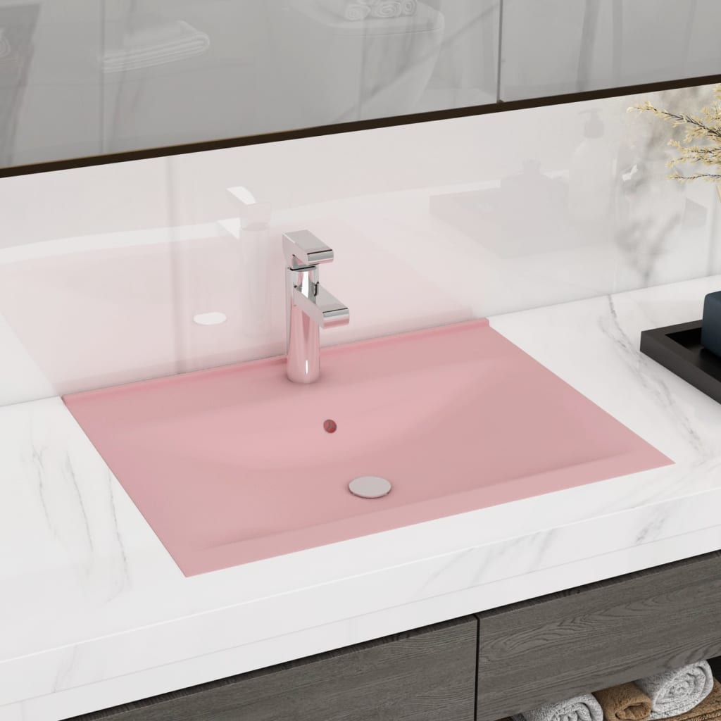 Vidaxl Washbasin con agujero de grifo 60x46 cm de cerámica rosa