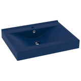 Vidaxl Washbasin con foro di rubinetto 60x46 cm tappetino in ceramica blu scuro