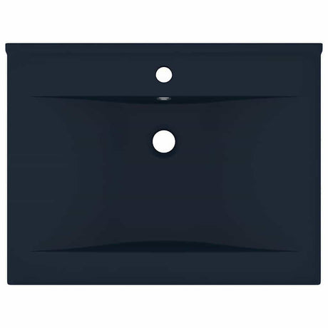 Vidaxl Washingin avec trou de robinet 60x46 cm Mat de céramique bleu foncé