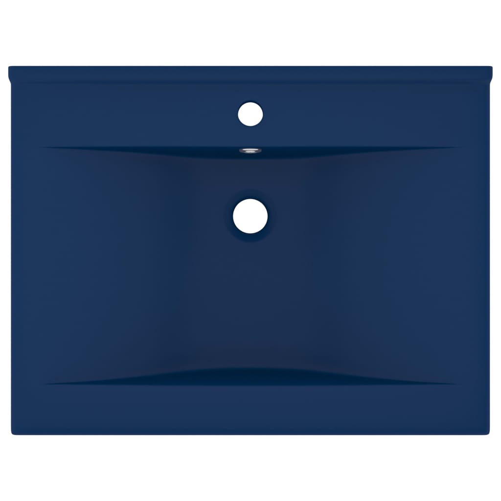 Vidaxl Washbasin con foro di rubinetto 60x46 cm tappetino in ceramica blu scuro