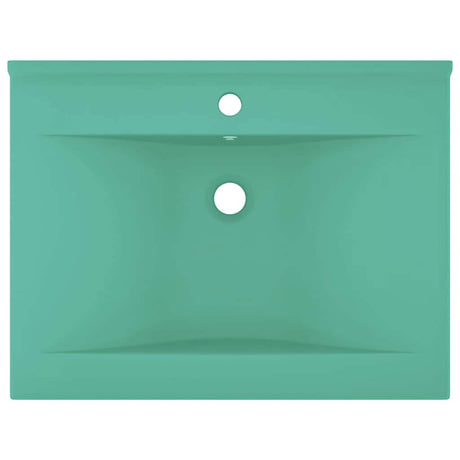 Vidaxl Washingin avec trou du robinet 60x46 cm en céramique Matt vert clair