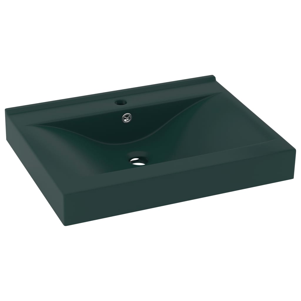 Vidaxl Washbasin mat Tap Lach 60x46 cm ceramic Matt donkel gréng