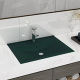 Vidaxl Washbasin med tapphull 60x46 cm keramisk matt mørkegrønn