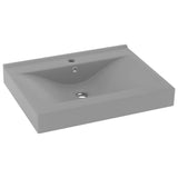 Vidaxl Washbasin med tapphull 60x46 cm keramisk matt lysegrå