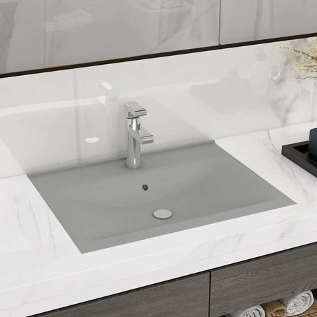 Vidaxl Washingin avec trou du robinet 60x46 cm en céramique gris clair