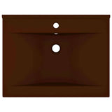 Vidaxl Washingin avec trou du robinet 60x46 cm en céramique Matt brun foncé