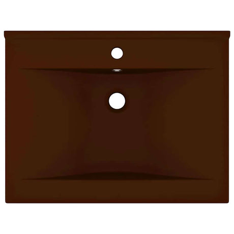 Vidaxl Washingin avec trou du robinet 60x46 cm en céramique Matt brun foncé