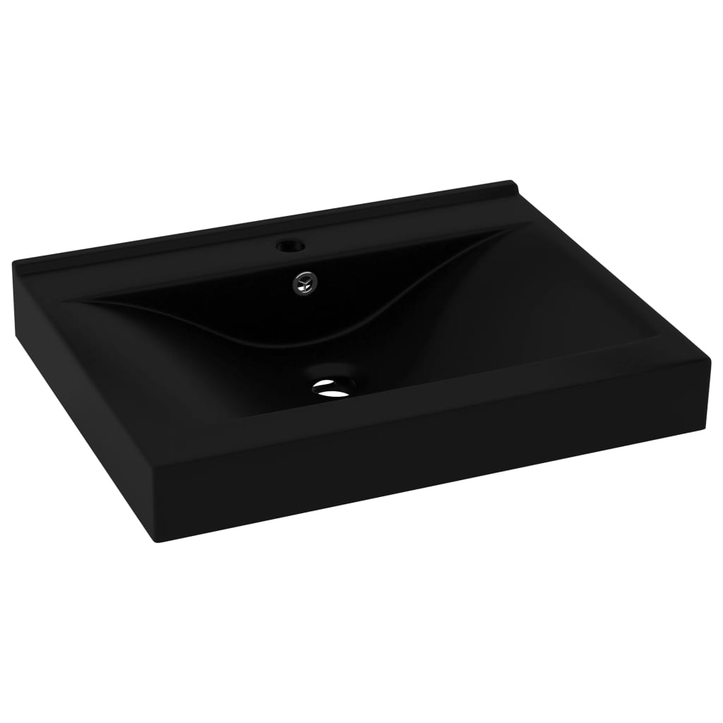 Vidaxl Washbasin z luknjo iz pipe 60x46 cm keramična mat črna