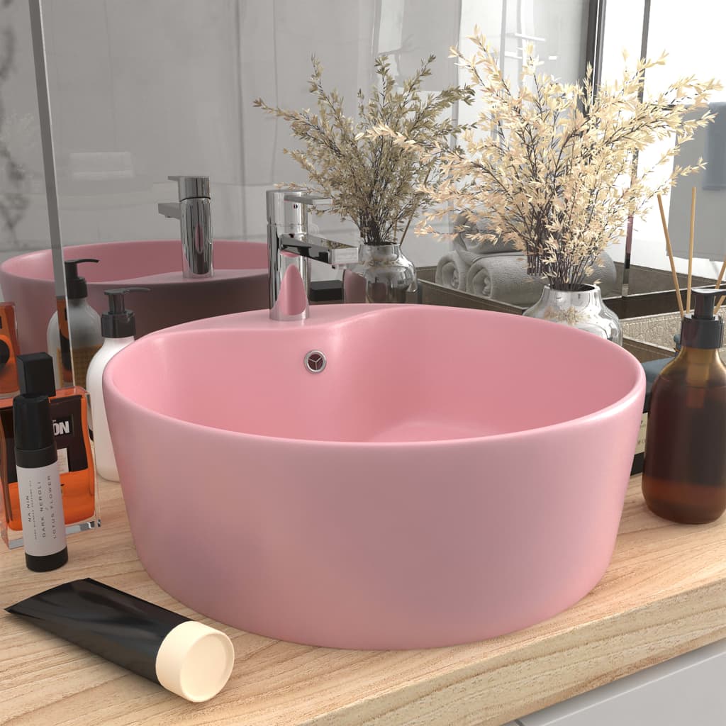 Vidaxl Washbasin med landing 36x13 cm keramisk såle rosa