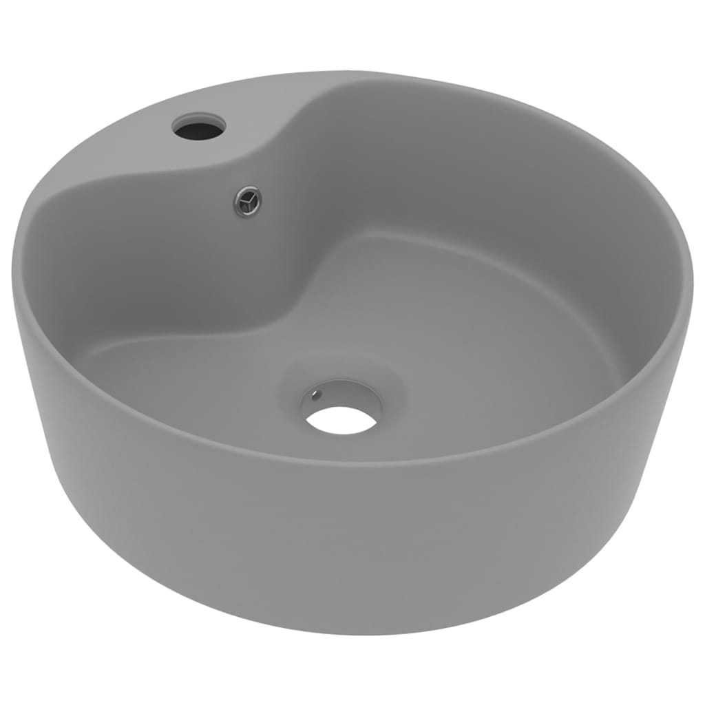 Vidaxl Washbasin con aterrizaje de 36x13 cm de cerámica mate gris claro