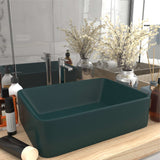 Vidaxl Washbasin 41x30x12 CM Mat de cerámica Verde oscuro