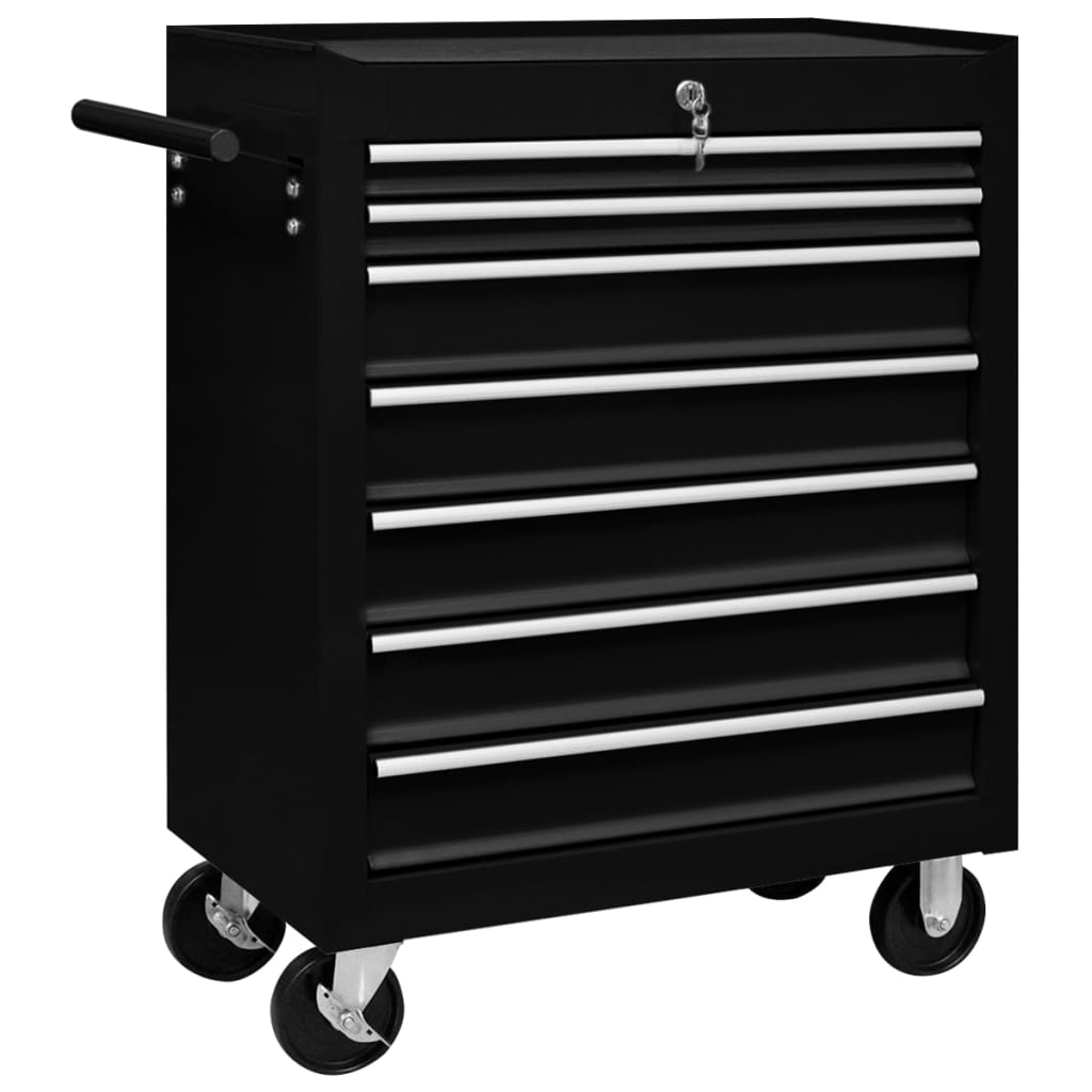 Vidaxl Tool Trolley med 7 lådor svart