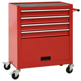 Vidaxl Tool Trolley con 4 cassetti di rosso in acciaio