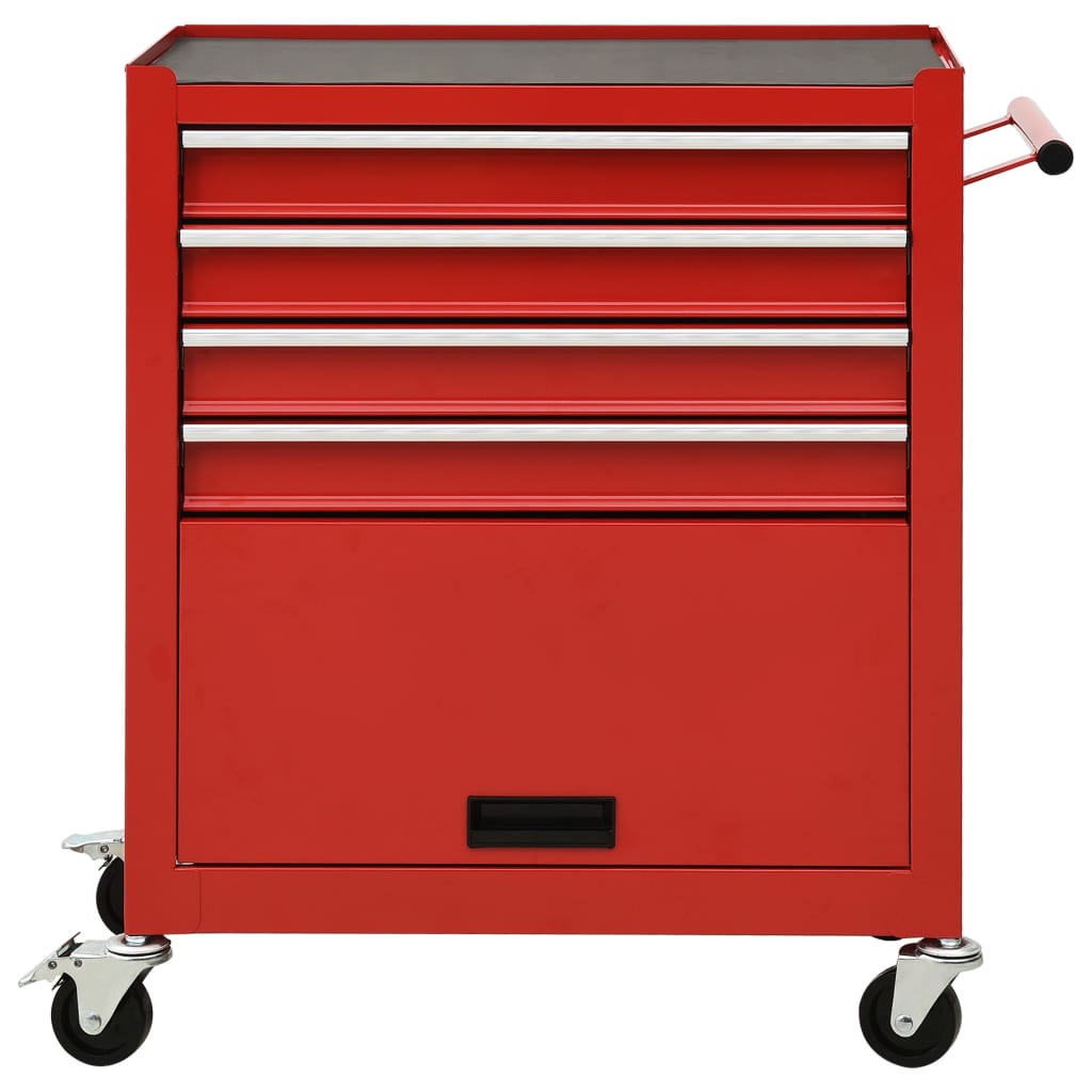 Vidaxl Tool Trolley con 4 cassetti di rosso in acciaio