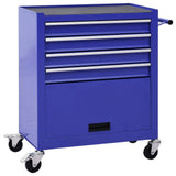 Chariot à outils Vidaxl avec 4 tiroirs de bleu en acier