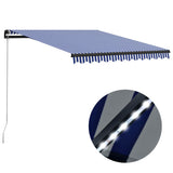 Vidaxl Luifel se puede extender manualmente con LED 300x250 cm azul y blanco