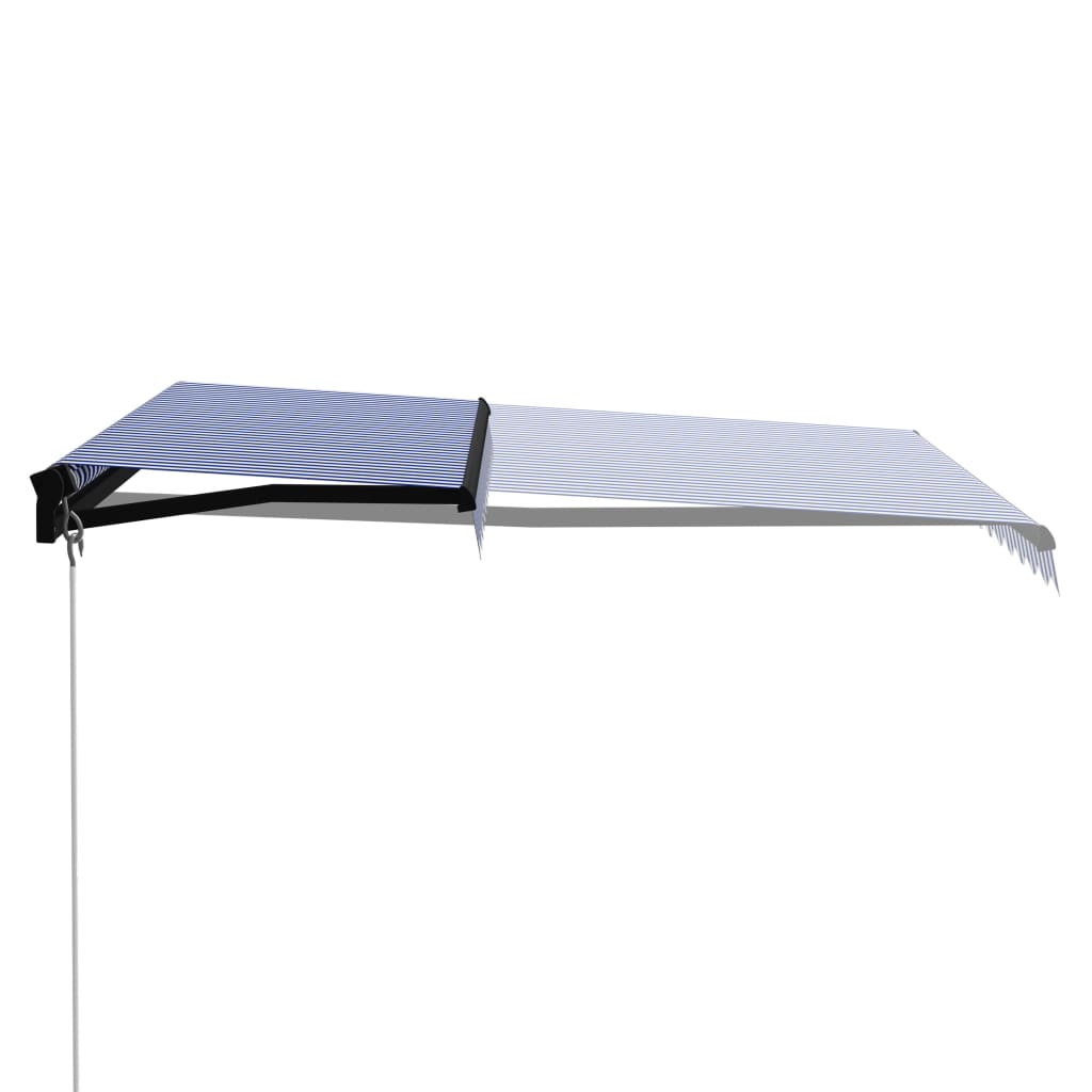 Vidaxl Luifel extensible manuellement avec LED 300x250 cm bleu et blanc