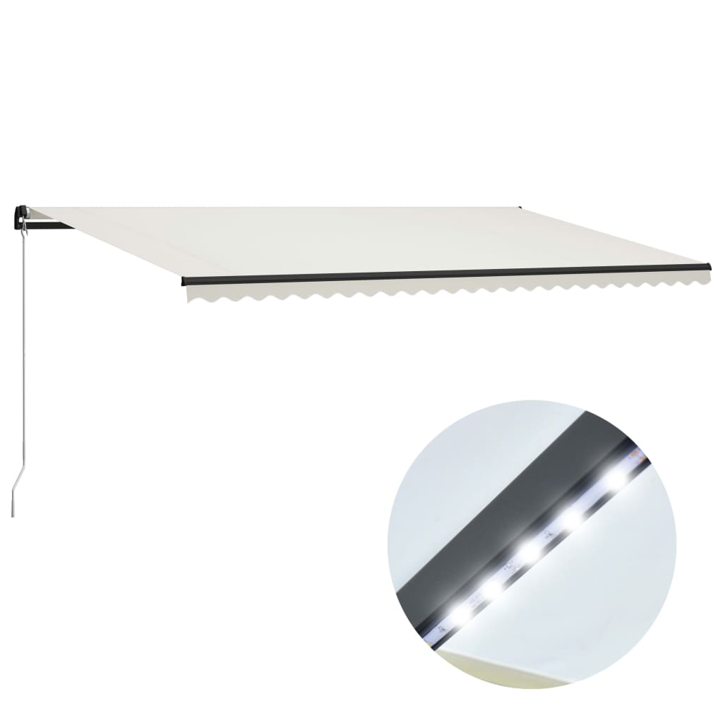 Vidaxl Luifel extensible manuellement avec la crème LED 600x300 cm