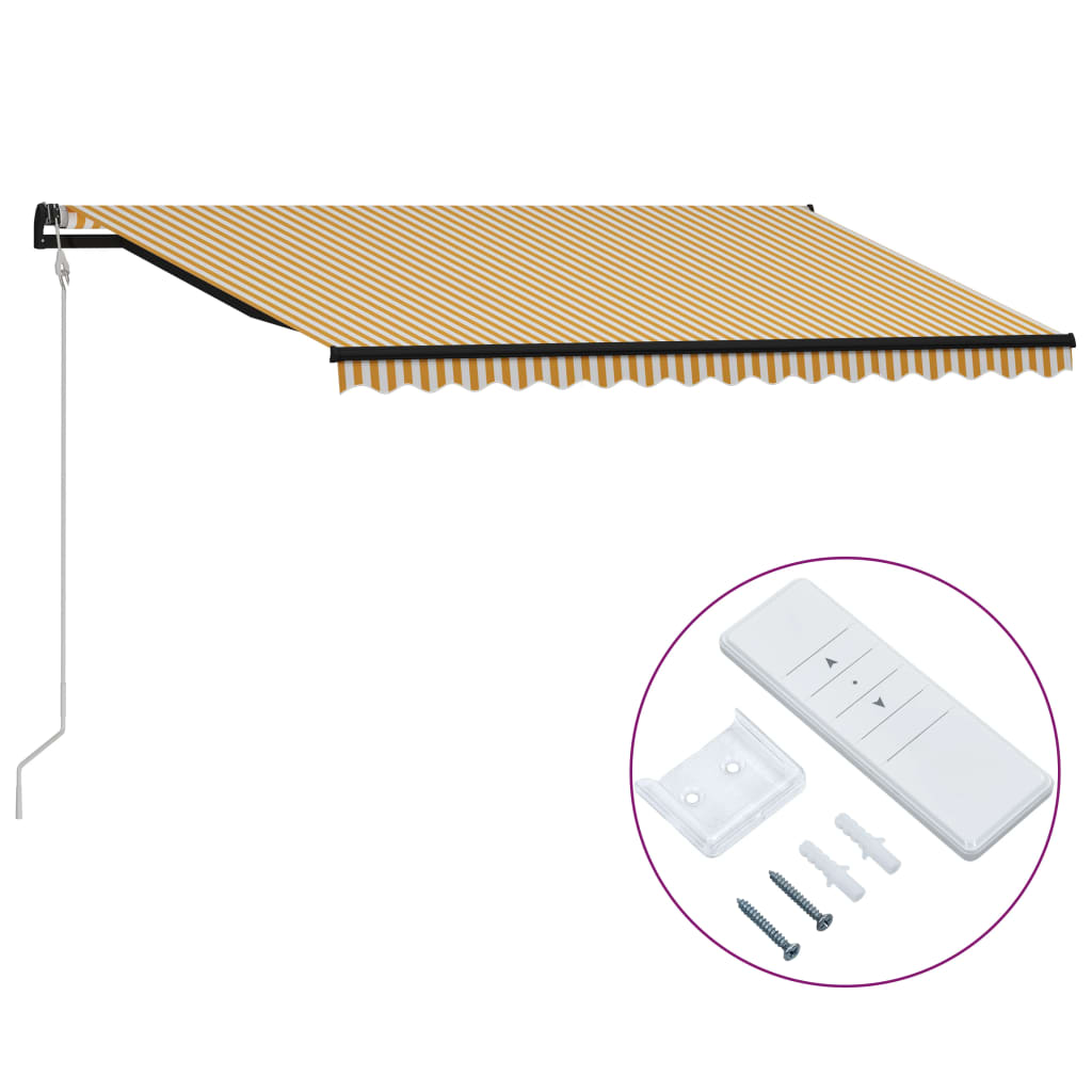 Vidaxl Luifel Automatisk utvidbar 400x300 cm Gul og hvit