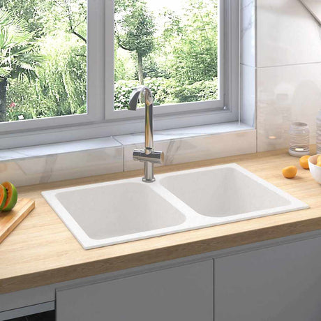 Vidaxl keukenwasbak wit 76 x 48 x 30 cm kwarts en hars