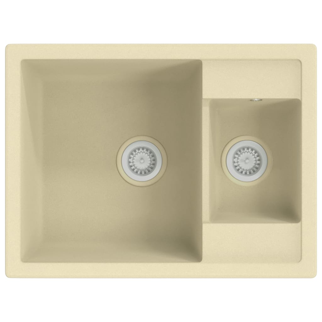 VIDAXL Sink Doppelfächer mit Überlauflochgranit Beige