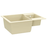 VIDAXL Sink Doppelfächer mit Überlauflochgranit Beige