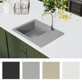 Vidaxl sink with overflow hole oval granite gray