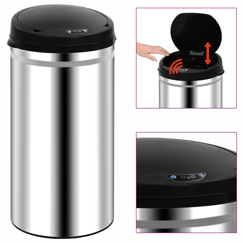 VidaXL Trash can with automatic sensor 50 L stainless steel