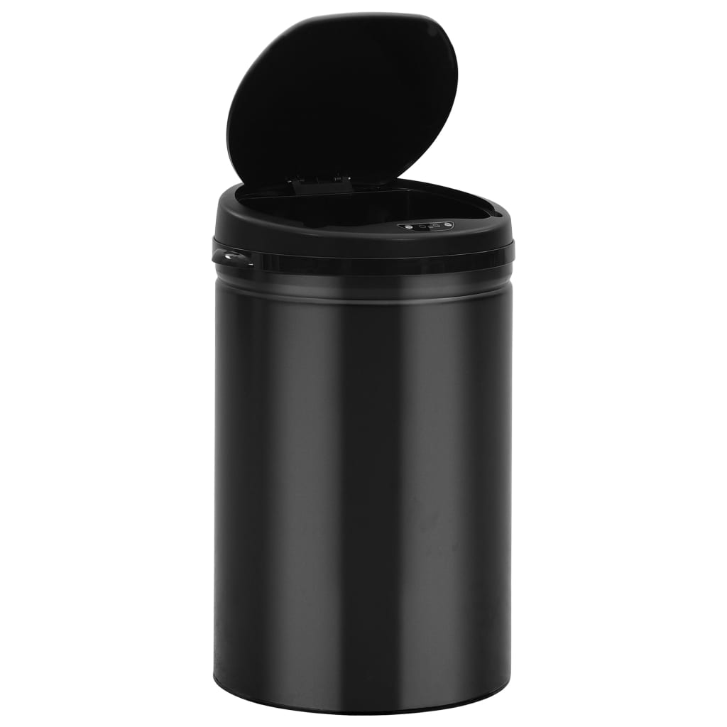 VidaXL Trash can with automatic sensor 30 L Carbon steel Black