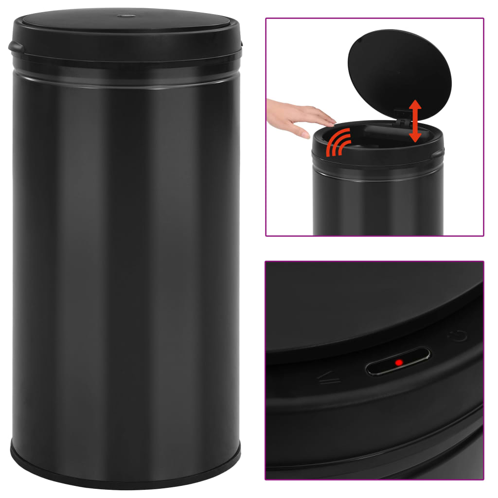 VidaXL Trash can with automatic sensor 60 L Carbon steel Black