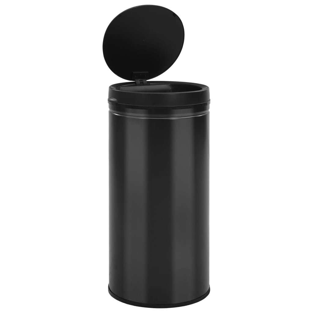 Vidaxl Trash Can con un sensor automático de 70 l de acero al carbono Negro