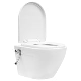 Vidaxl suspendue aux toilettes sans rands avec une cour cachée de blanc en céramique