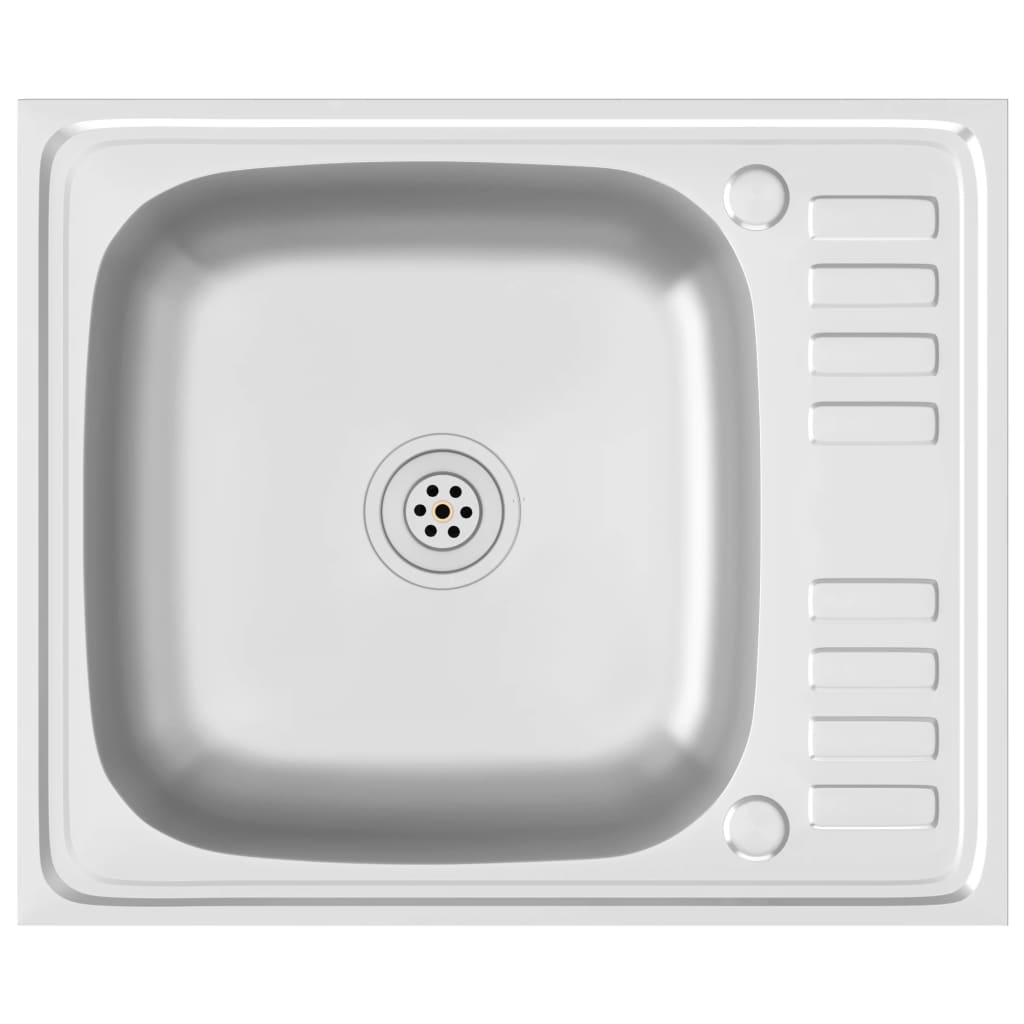 Vidaxl sink with drain set 500x600x155 mm stainless steel silver