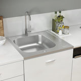 Vidaxl sink with drain set 600x600x155 mm stainless steel silver